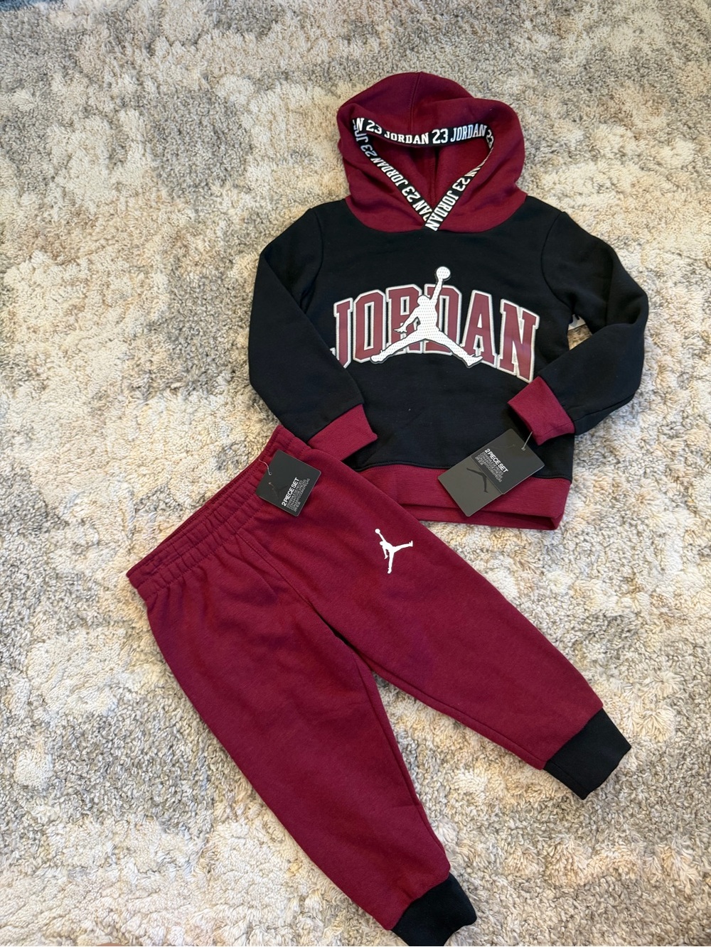 Jordan Kids Hoodie & Joggers Set in Maroon and Black